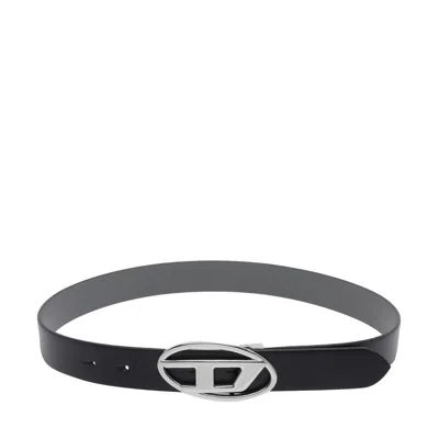 Diesel B-1 Dr Reversible Belt With Logo In Black