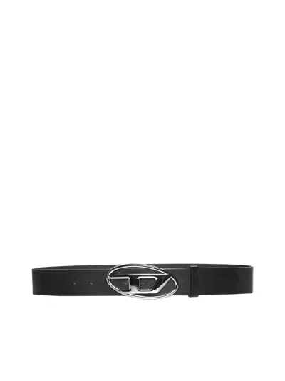 Diesel Women Belt With D-logo Buckle In Black