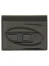 Diesel Bi-fold Card Holder In Mirrored Leather In Black