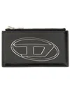 Diesel Flat Card Holder In Nappa Leather In Black