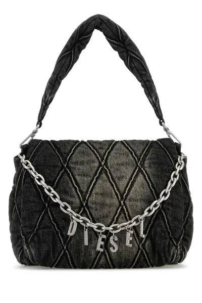 Diesel Women Black Denim Charm-d Handbag