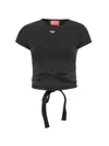 Diesel Womens 02a T-bunny-tail Wrap-around Cotton-jersey T-shirt In Black