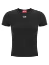 Diesel Black T-shirt With Logo On The Front And Ribbed Design In Cotton Woman In Black