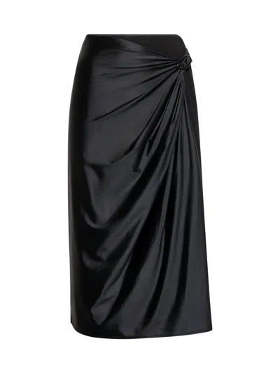 Diesel Women Black O-silv Midi Skirt