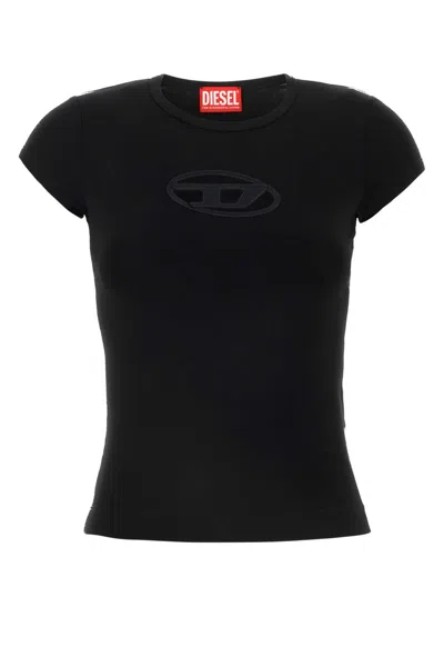 Diesel Women Black Stretch Cotton T-angie T-shirt