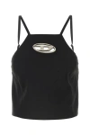 Diesel Women Black Stretch Polyester Blend T-wilight Top In Black