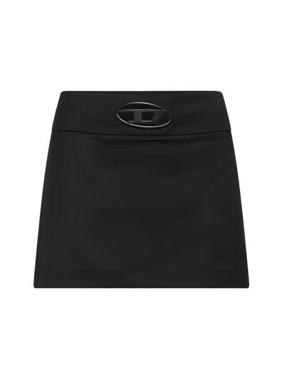 Diesel Women Black Stretch Twill O-dixy Miniskirt