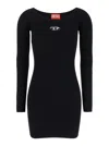 Diesel Black U Neck Dress With D-logo In Black