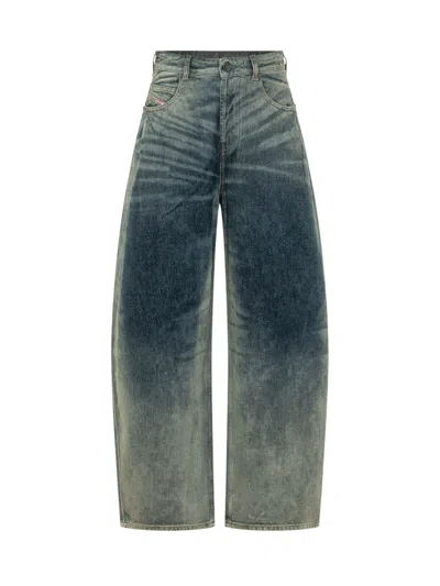 DIESEL WOMEN BLUE LOOSE HIGH RISE JEANS