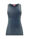 Diesel Ribbed Sleeveless Tank Top With Faded Effect In Blue