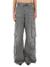Diesel D-sire-cargo-d Grey Cargo Jeans With Low-rise Waist In Gray
