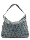 Diesel Charm-d-large Hobo In Argyle Quilted Denim In Gray