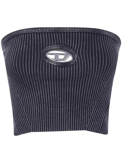 Diesel Ribbed Logo-plaque Tube Top In Black