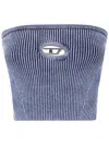 Diesel Ribbed Texture Strapless Top By Clarksvillex In Blue