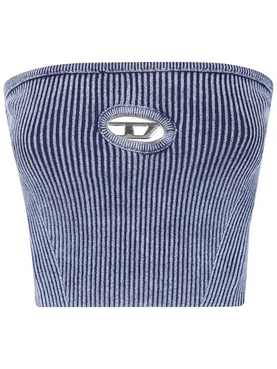 Diesel Ribbed Logo-detail Tube Top In Blue