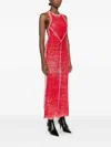 Diesel Maxi Dress With Racerback And Ribbed Texture In Red