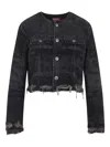 Diesel De-graffy Cropped Denim Jacket In Black