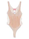 Diesel 'm-calimera' Beige Dress With Insert Design And Second Skin Effect In Beige