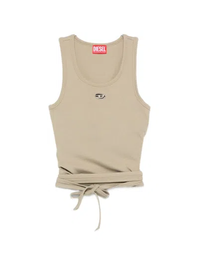 Diesel Women Cotton Tank Top In Neutral