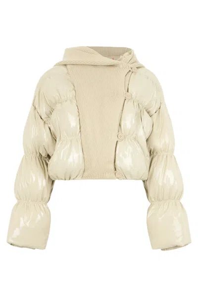 Diesel Quilted Asymmetric Puffer Jacket In Neutral