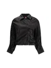 Diesel Women Cuir-bouilli Belted Jacket In Black