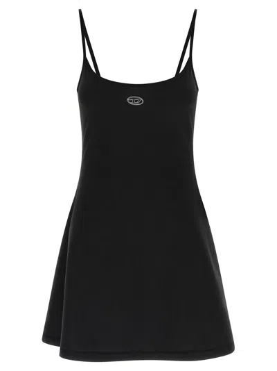 Diesel Mini Dress With Spaghetti Straps And Scoop Neck In Black