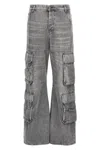 Diesel D-sire-cargo-d Grey Cargo Jeans With Low-rise Waist In Gray