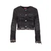 Diesel Grey Jacket With Round Neck And Frayed Edges In Cotton Blend Woman In Black