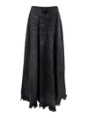 Diesel Grey Skirt With Oval D Logo Plaque And Frayed Edges In Cotton Blend Woman In Black