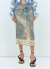 Diesel Midi Skirt In Floating Devoré Denim In Blue