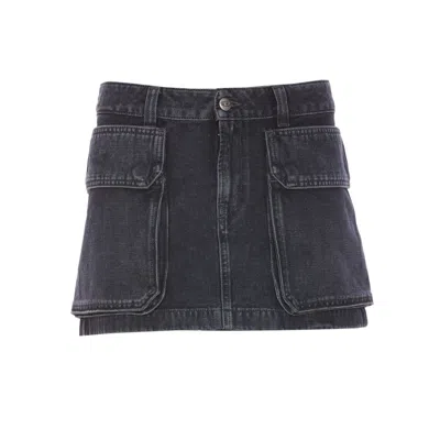 Diesel Women De-ton Denim Skirt In Black