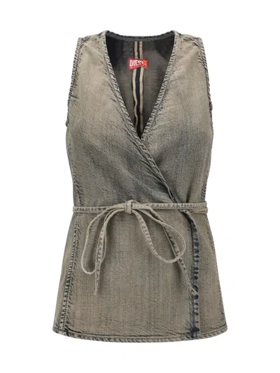 Diesel Women De-vern Top In Gray