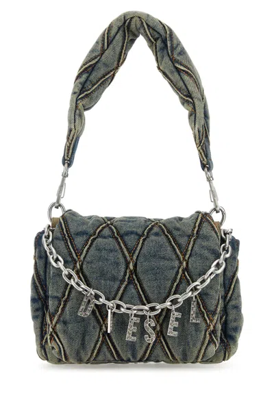 Diesel Women Denim Charm-d S Shoulder Bag In Blue