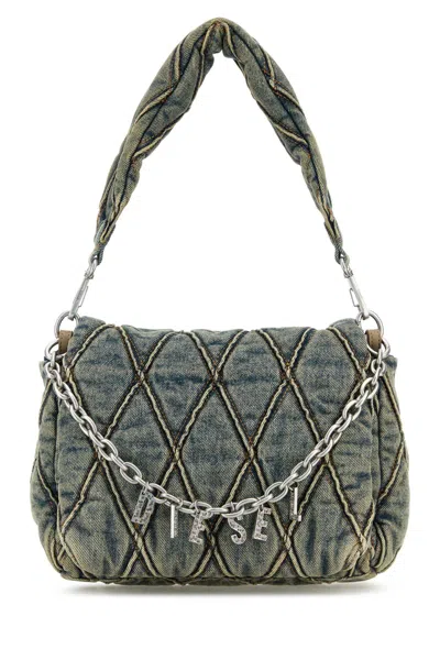 Diesel Women Denim Charm-d Shoulder Bag In Blue