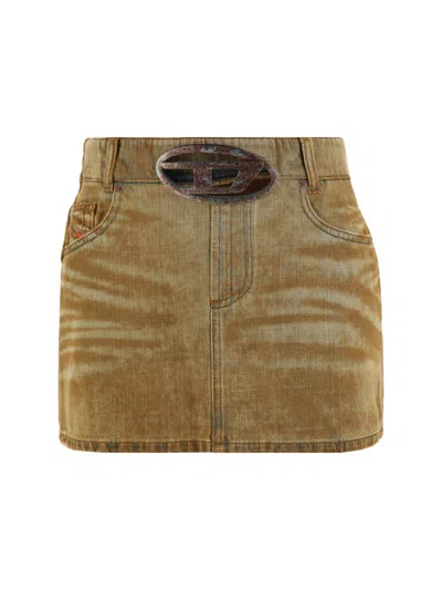 Diesel Denim Mini Skirt In Beige