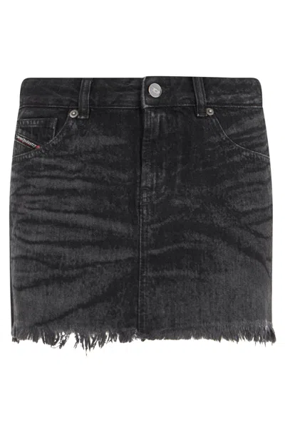 Diesel Women's Denim Mini Skirt With Raw Hem In Black