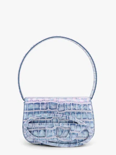 Diesel Women  Blue Shoulder Bags In Gold