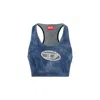 Diesel Denim Crop Top With Jewel Buckle In Blue