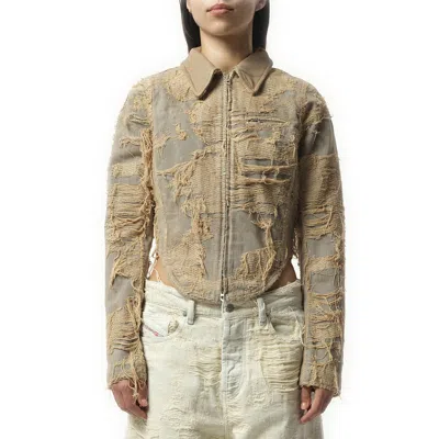 Diesel Women's Distressed Effect Denim Jacket In Beige