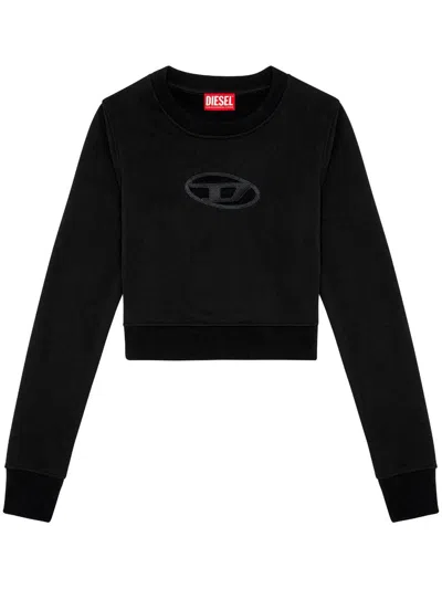 Diesel Women F-slimmy-od Crop Sweatshirt With Cut-out In Black