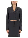 Diesel "g-milla-p1" Cropped Wool Blazer With Sartorial Lapels In Black