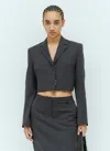 Diesel "g-milla-p1" Cropped Wool Blazer With Sartorial Lapels In Black
