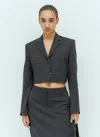 Diesel "g-milla-p1" Cropped Wool Blazer With Sartorial Lapels In Gray