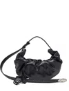 Diesel Grab-d S-small Scrunched Hobo Bag In Shiny Pu In Black