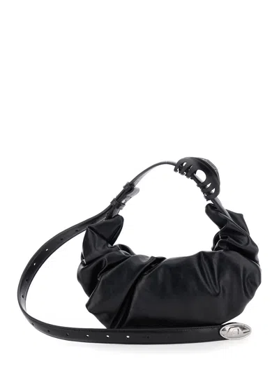 DIESEL DIESEL WOMEN 'GRAB D' BLACK HANDBAG WITH ADJUSTABLE SHOULDER STRAP AND HAIR CLIP DETAIL ON THE HANDL