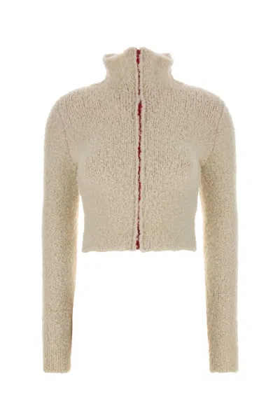 Diesel Women Ivory Stretch Alpaca Blend Cardigan In Neutral