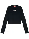 Diesel Women M-valari Top In Black Ribbed Stretch Jersey In Black