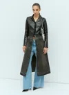 Shop Diesel Women L-ory Leather And Denim Coat In Black