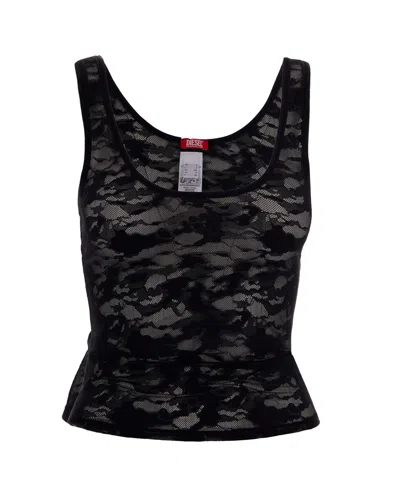 Diesel Women's Lace Mesh Tank Top In Ebony