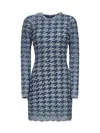Diesel Women Light Blue Houndstooth Denim M-halma Minidress In Multi